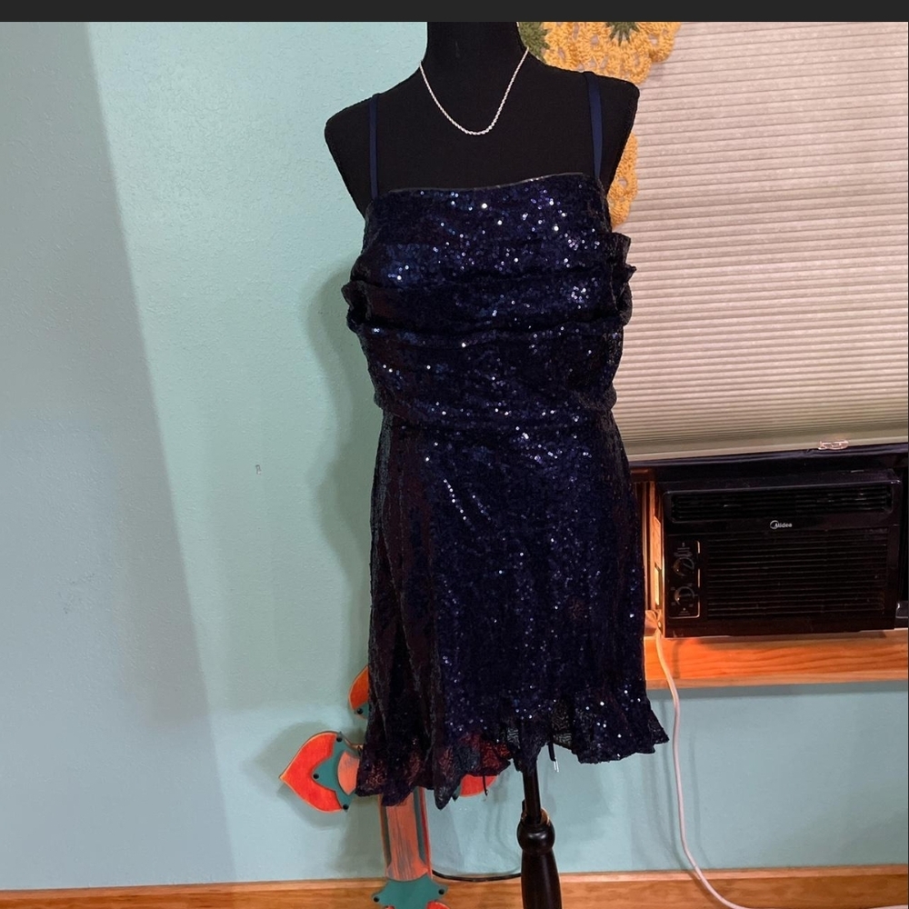 Navy Blue Sequin Dress